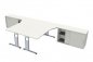 Preview: Doppelarbeitsplatz GD35 mit Anstellschrank 120 cm Weiss