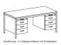 Preview: Schreibtisch Zeichnung 2 x Hängecontainer mit Schubladen