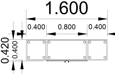 Büroschrankwand M14 160 cm breit Zeichnung