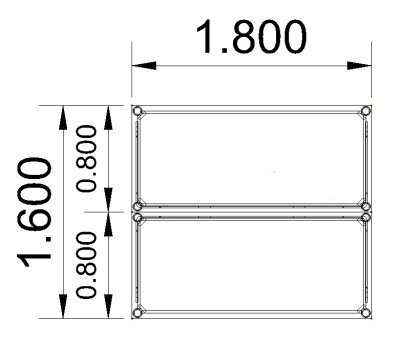 Doppelarbeitsplatz TD1 Stellfläche