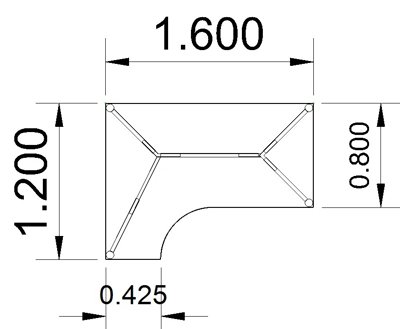 EDV-Schreibtisch 160 cm links Vierfuß-Gestell anthrazit Maße