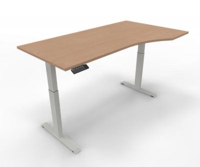 elektrisch höhenverstellbarer PC-Schreibtisch GE11 180x80/100 cm Weiß-Buche