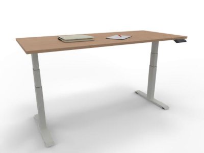 Elektrisch höhenverstellbarer Schreibtisch GP18 180x80cm Tischplatte Buche Gestell Weiß