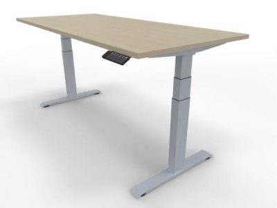 Elektrisch höhenverstellbarer Schreibtisch GP18 180x80cm Tischplatte Ahorn Gestell Silber