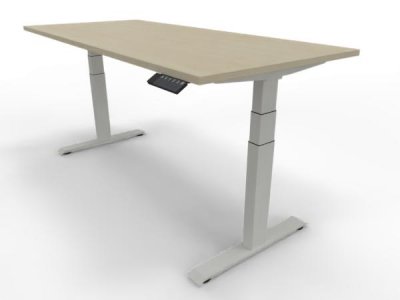 Elektrisch höhenverstellbarer Schreibtisch GP18 180x80cm Tischplatte Ahorn Gestell Weiß