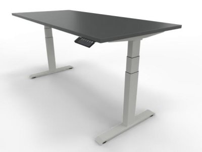 Elektrisch höhenverstellbarer Schreibtisch GP18 180x80cm Tischplatte Onyxgrau Gestell Weiß