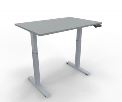 Elektrisch höhenverstellbarer Schreibtisch GE12 120x80 cm Silber-Lichtgrau