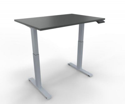 Elektrisch höhenverstellbarer Schreibtisch GE12 120x80 cm Silber-Onyx