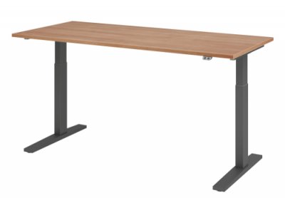 Schreibtisch HMK 180 cm elektrisch höhenverstellbar graphit nussbaum