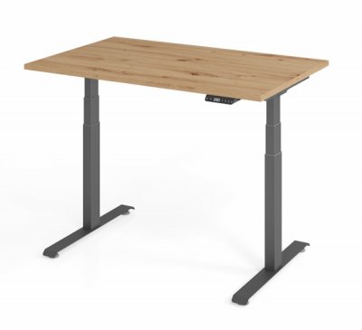 elektrisch höhenverstellbarer Schreibtisch 120 x 80 cm BaseLite Asteiche Grafit