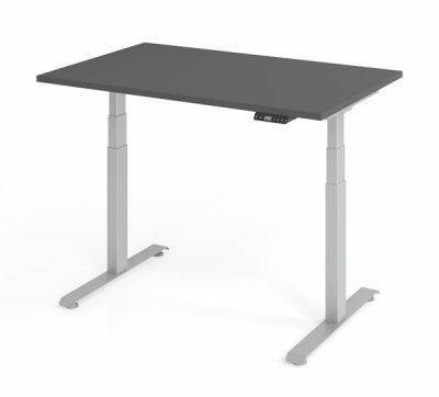 elektrisch höhenverstellbarer Schreibtisch 120 x 80 cm BaseLite Grafit Silber