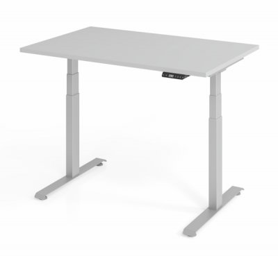 elektrisch höhenverstellbarer Schreibtisch 120 x 80 cm BaseLite Lichtgrau Silber