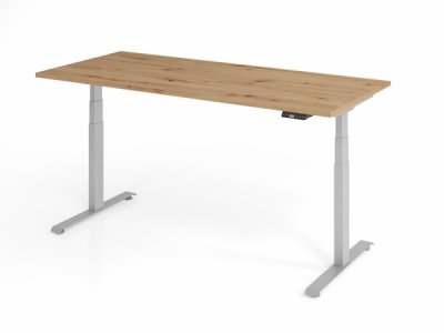 Schreibtisch 180x80 cm BaseLite elektrisch höhenverstellbar Asteiche Silber