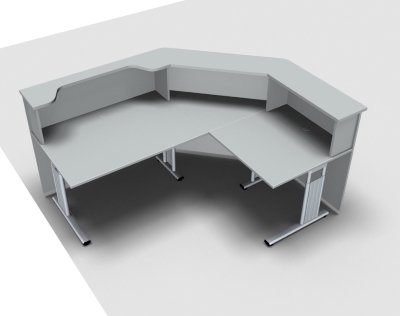 Empfanstheke Solid 200x160 cm K1 Lichtgrau Innenansicht