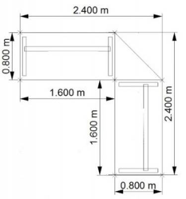 Empfangstheke Solid 240 x 240 cm Maße