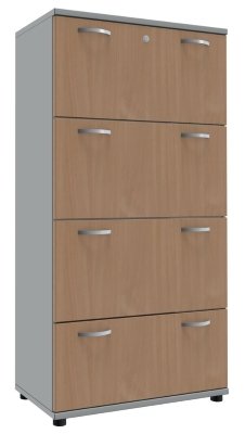 Registraturschrank TEN 4 Ordnerhöhen, 80 cm breit Lichtgrau/Buche