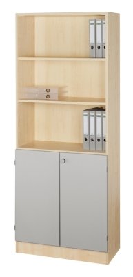 Aktenschrank Kombischrank Klassik 5 Ordnerhöhen 80 cm breit Ahorn-Silber