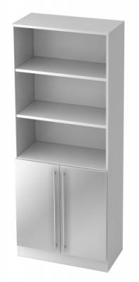 Aktenschrank Multi 5 Orderhöhen, 2 OH Türen, Weiss/Silber