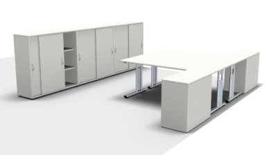 Komplettbüro G7 Anlauftheke Weiss