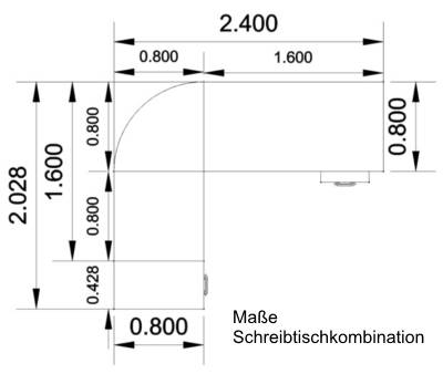 Schreibtischkombination Zeichnung