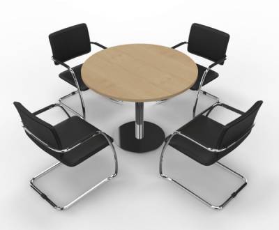 Konferenztisch rund mit 4 Stühle Ahorn