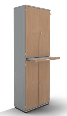 Modulschrank TEN 6 OH 80 cm breit mit Auszugsplatte Lichtgrau-Buche