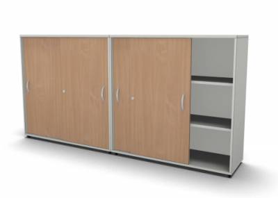 Raumteilerschrank Mega Stehtheke 240 cm Weiss-Buche