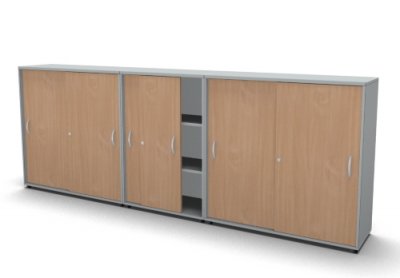 Raumteilerschrank Mega Stehtheke 320 cm Lichtgrau-Buche