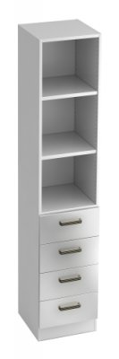 Schubladenschrank Klassik Weiss/silber