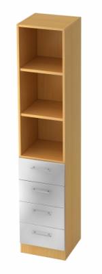 Schubladenschrank Multi Buche/Silber