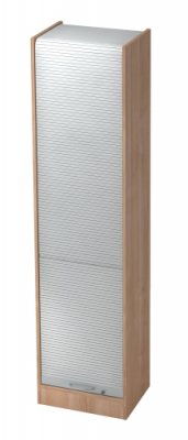 Rollladenschrank Klassik 5 OH schmal Nussbaum/Silber