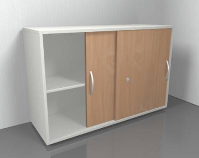 Schiebetürenschrank Mega 120 cm breit 2 OH Weiss/Buche