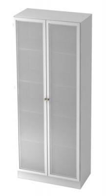 Glastürenschrank Klassik 5 ordnerhöhen 80 cm breit Weiss