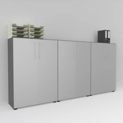 Büro Schrankwand Basis K5 Grafit-Silber