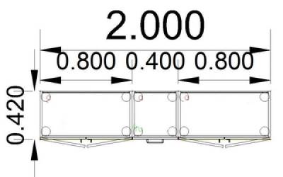 Büroschrankwand VH3 Highboard 200 cm breit 3 Ordnerhöhen Gesamtbreite