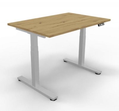 Höhenverstellbarer Schreibtisch DSM 120 cm Asteiche-Silber