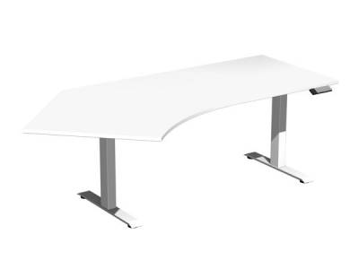 Schreibtisch 135 Grad linke Seite elektrisch verstellbar Weiß-Weiß