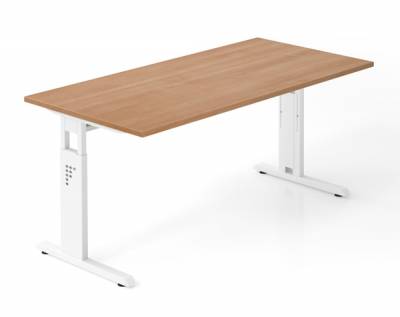 Schreibtisch Offenbach 160 cm Weiss Nussbaum