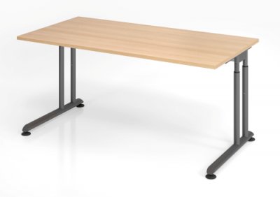 Schreibtisch Zell 160 cm Eiche Grafit ohne Seitenblenden