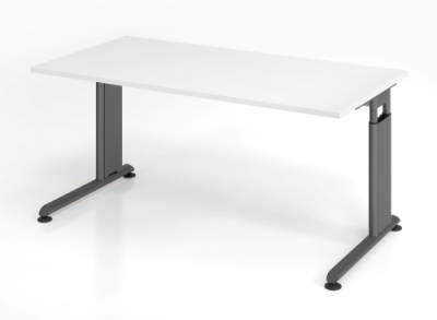 Schreibtisch Zell 160 cm Weiss Grafit mit Seitenblenden