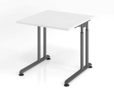 Schreibtisch Zell 80 cm Grafit Weiss ohne Seitenblenden