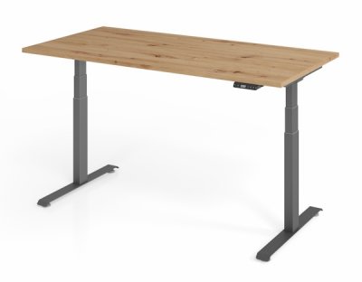 elektrisch höhenverstellbarer Schreibtisch 160x80 cm Baselite Asteiche Grafit