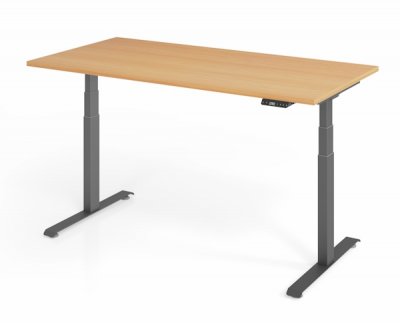 elektrisch höhenverstellbarer Schreibtisch 160x80 cm Baselite Buche Grafit