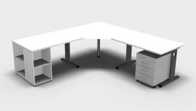 Schreibtisch-Kombination O222 Weiss