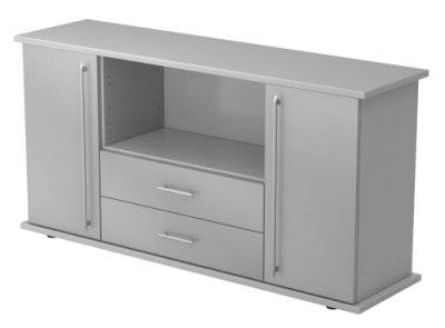 Sideboard Multi mit Schubladen Lichtgrau/Silber