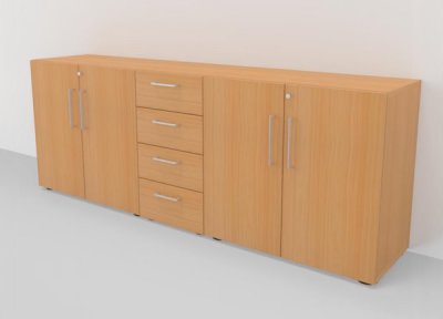 Büroschrankwand VH2 Sideboard Buche