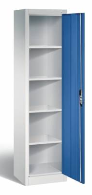 Stahlschrank 9234 Breite 50 cm Lichtgrau-Enzianblau offen