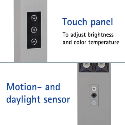 LED-Standleuchte MAULsirius colour vario sensor - silber Bedienung