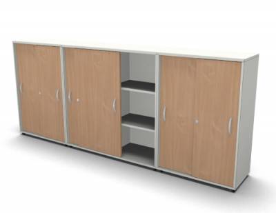 Raumteilerschrank Mega Stehtheke 280 cm Weiss-Buche