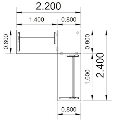 Winkelschreibtisch TEN7 240x220 cm Stellfläche